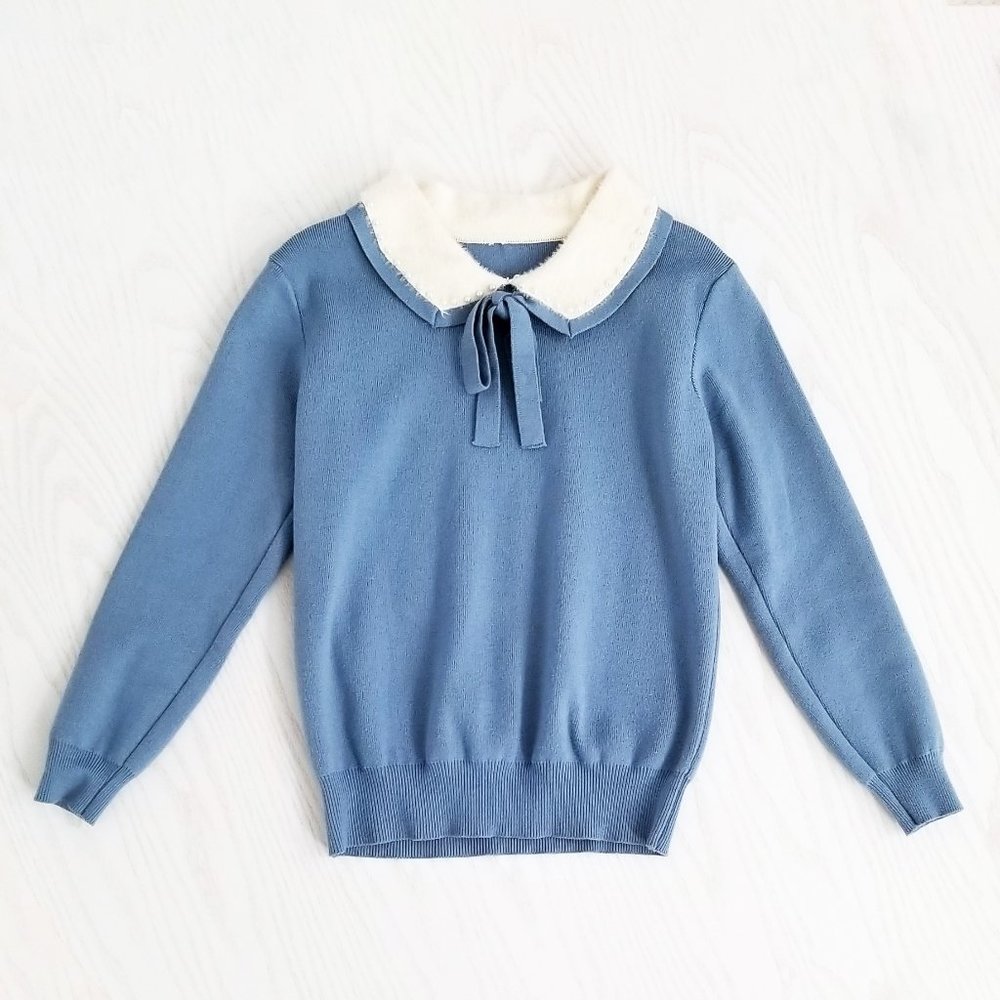 Pearl Collared Faux Fur Sweater